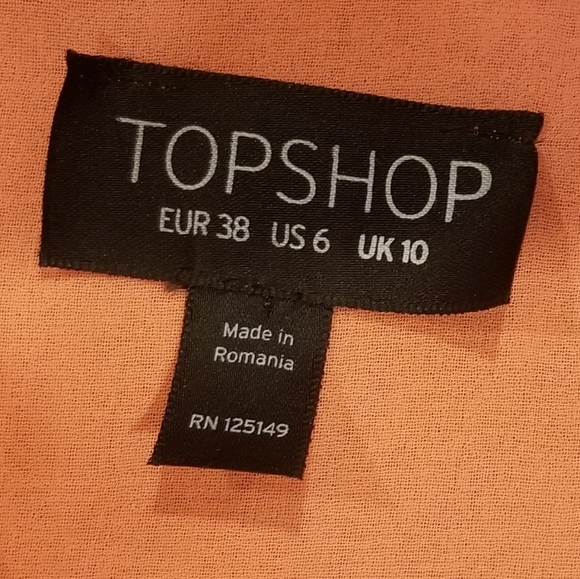 Topshop Fluro Coral pleated asymmetrical hem dress - Picture 4 of 6